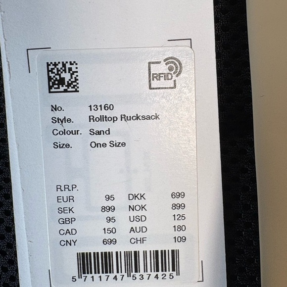 NWT RAINS Rolltop Rucksack Backpack Waterproof Travel Tan Outdoor Chest Strap - Picture 6 of 6